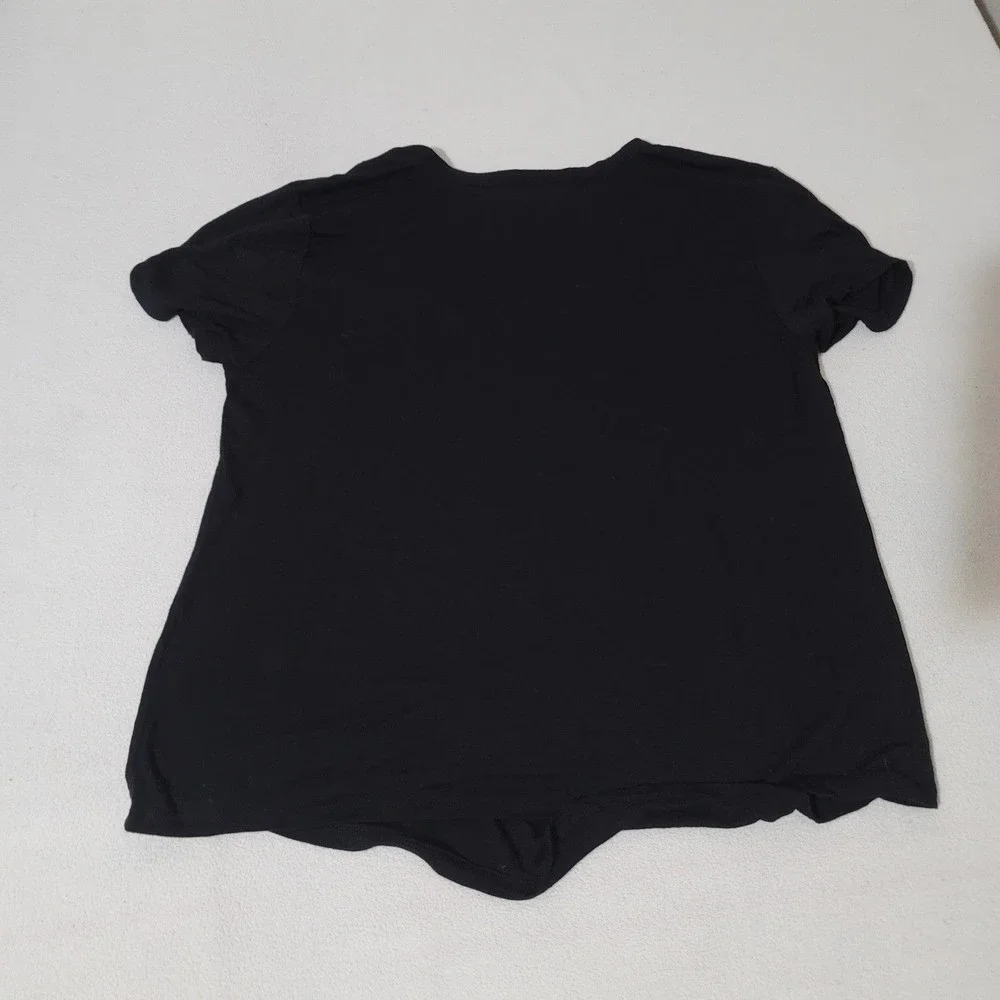 M Charlotte Russe grommet collar cut out tee short sleeve v tail black goth - Picture 7 of 10